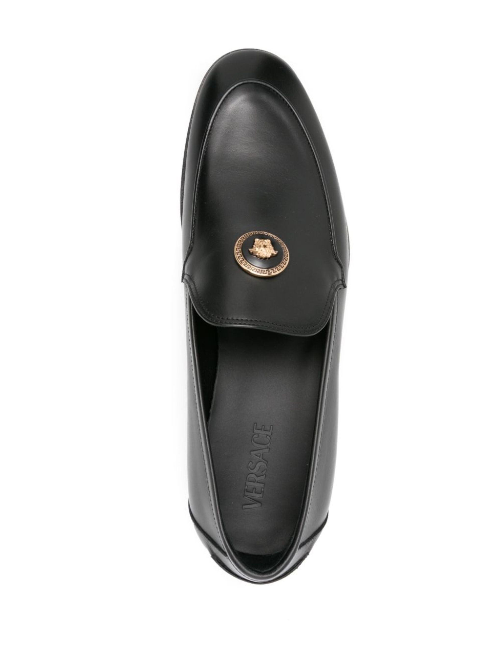 Medusa-plaque leather loafers - 4