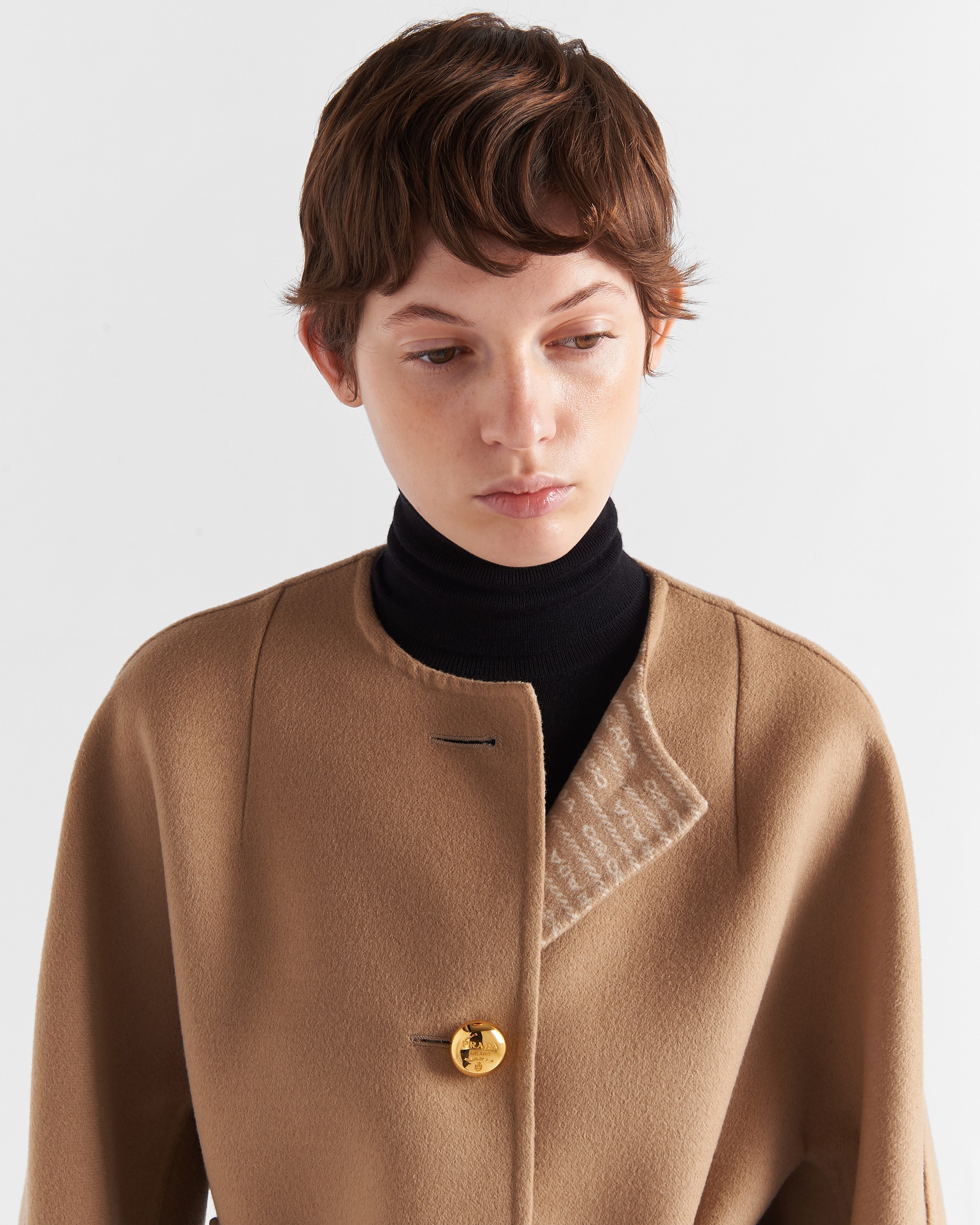 【プラダ・PRADA】Single-breasted double wool caban jacket Prada Single-breasted double wool caban jacket | REVERSIBLE