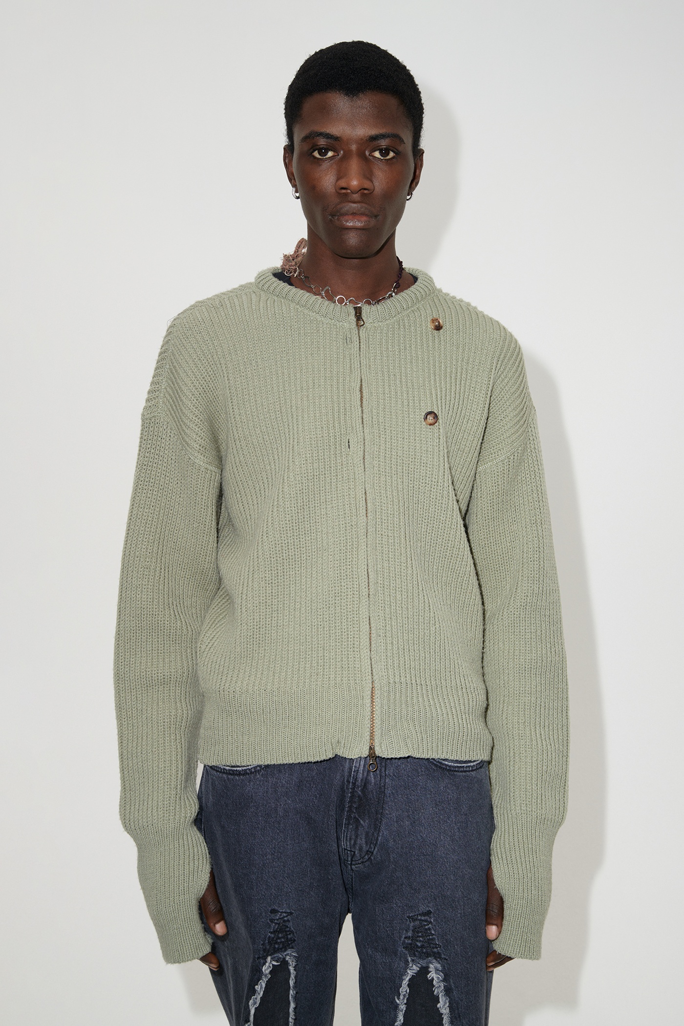 Our Legacy Zip Wrap Cardigan Refined Green Quotidian Wool | REVERSIBLE