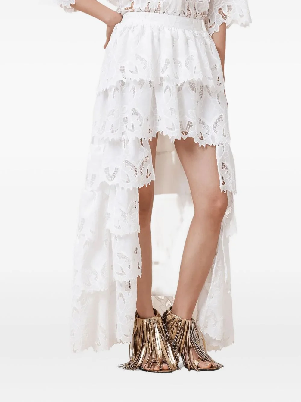 broderie-anglaise high-low skirt - 1