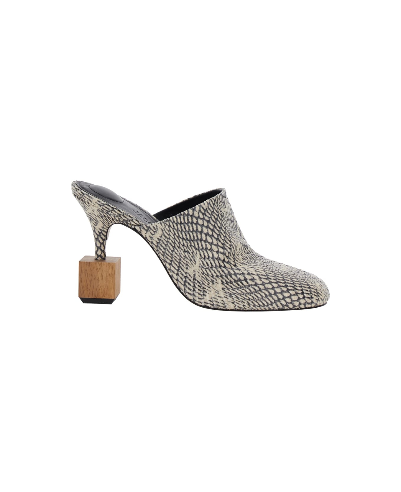 'les Bisou' Beige Mules With Snakeskin Effect And High Heel In Leather Woman - 1