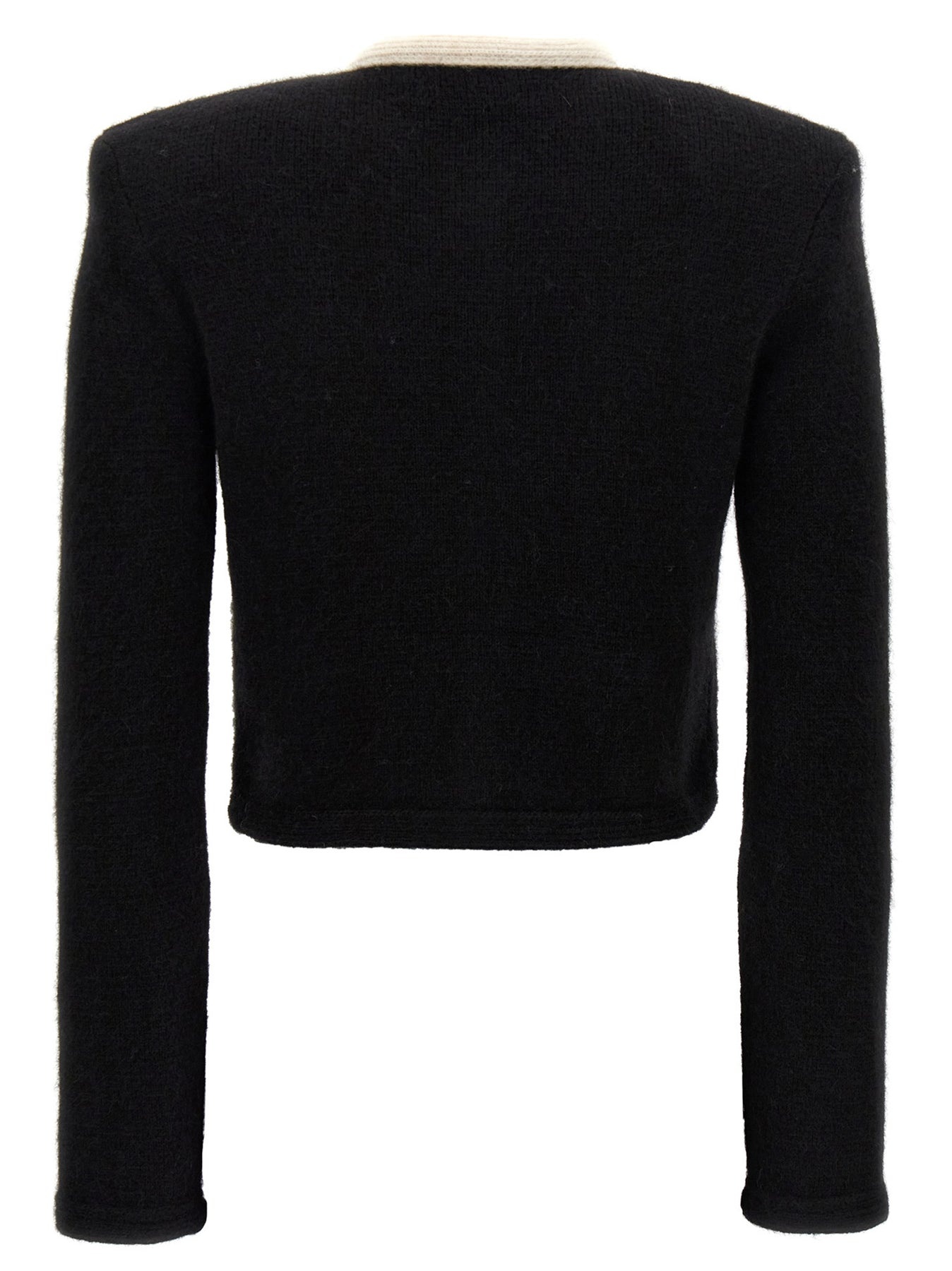 Alpaca Cropped Cardigan Sweater, Cardigans Black - 2