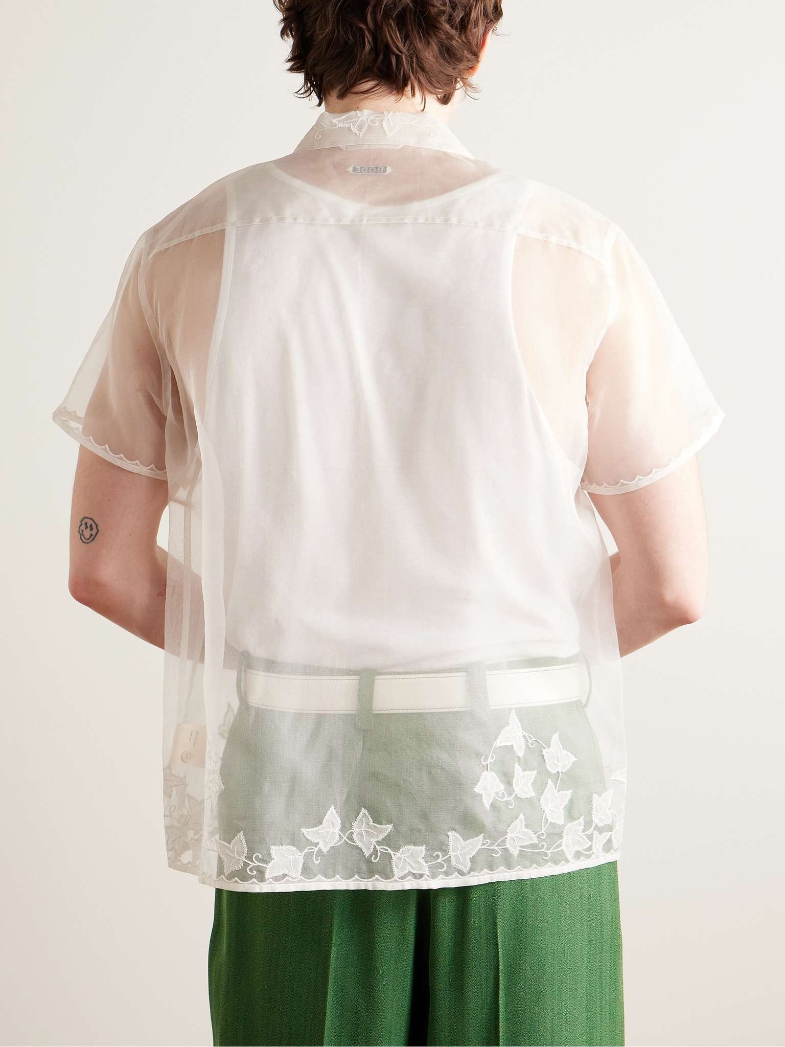 Ivy Camp-Collar Embroidered Silk-Organza Shirt - 3