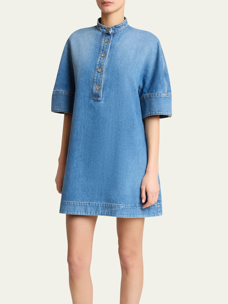 Givenchy Short-Sleeve Denim A-Line Mini Dress outlook