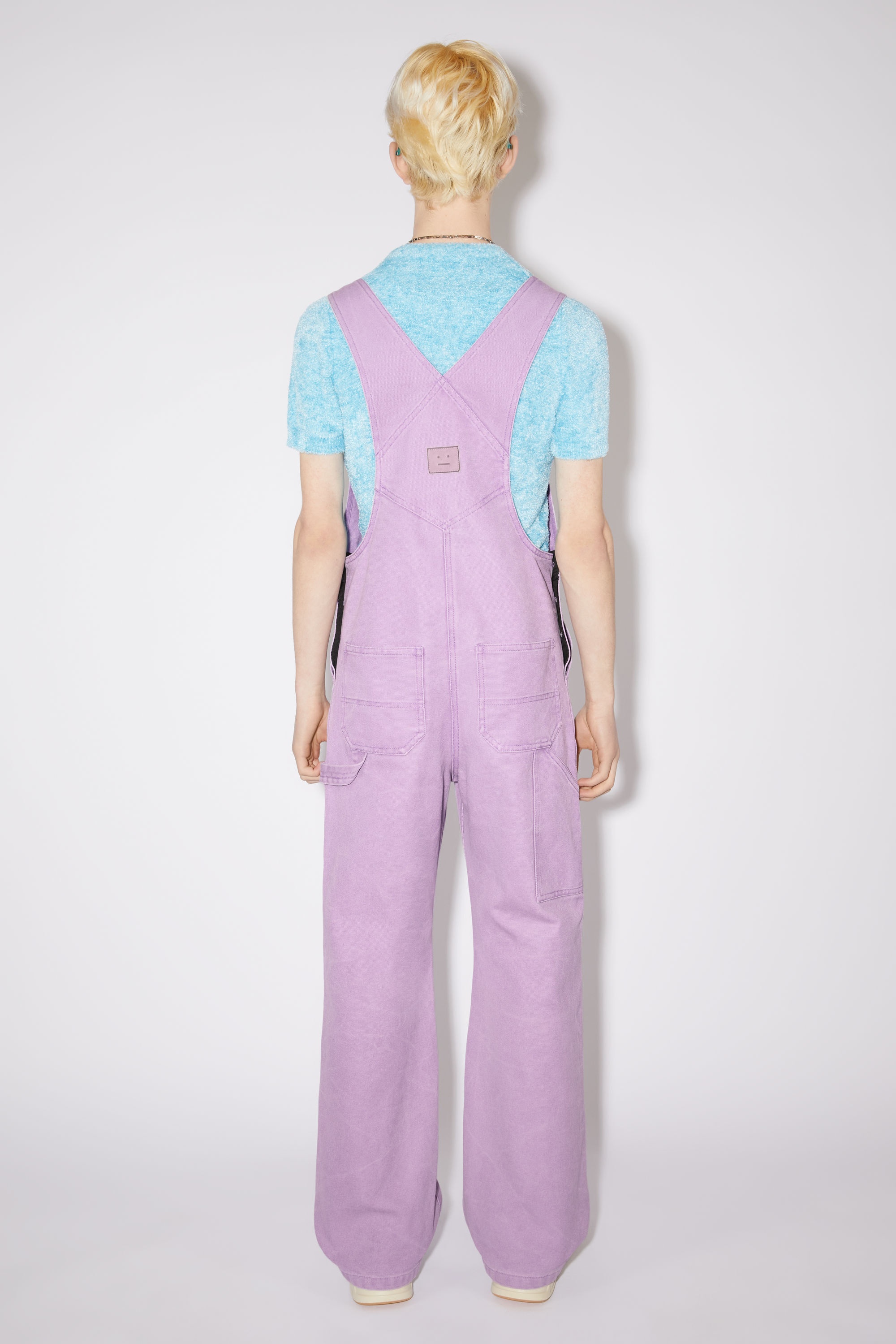 Regular fit canvas dungarees - Smoky Purple - 3