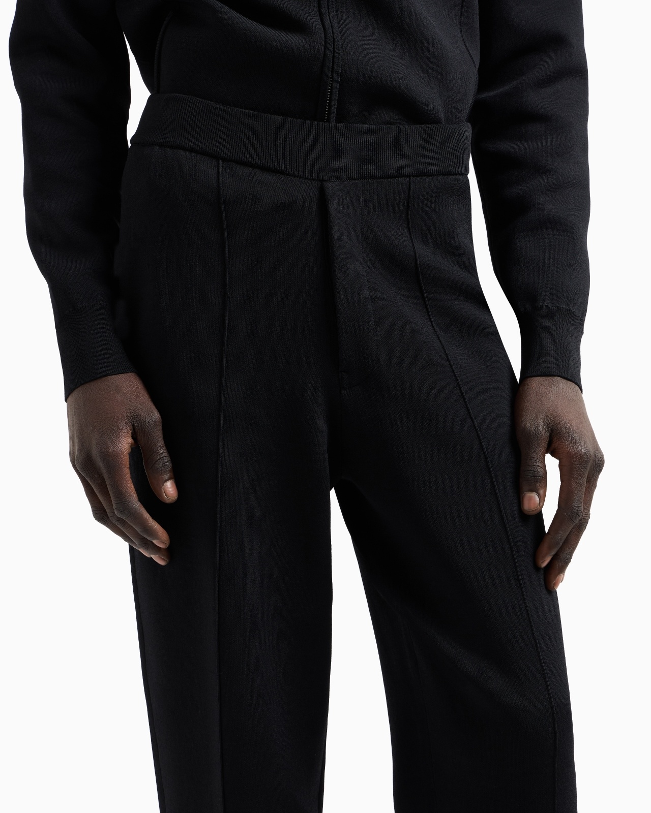 PLAIN-KNIT JOGGERS WITH FRONT RIBS - 5