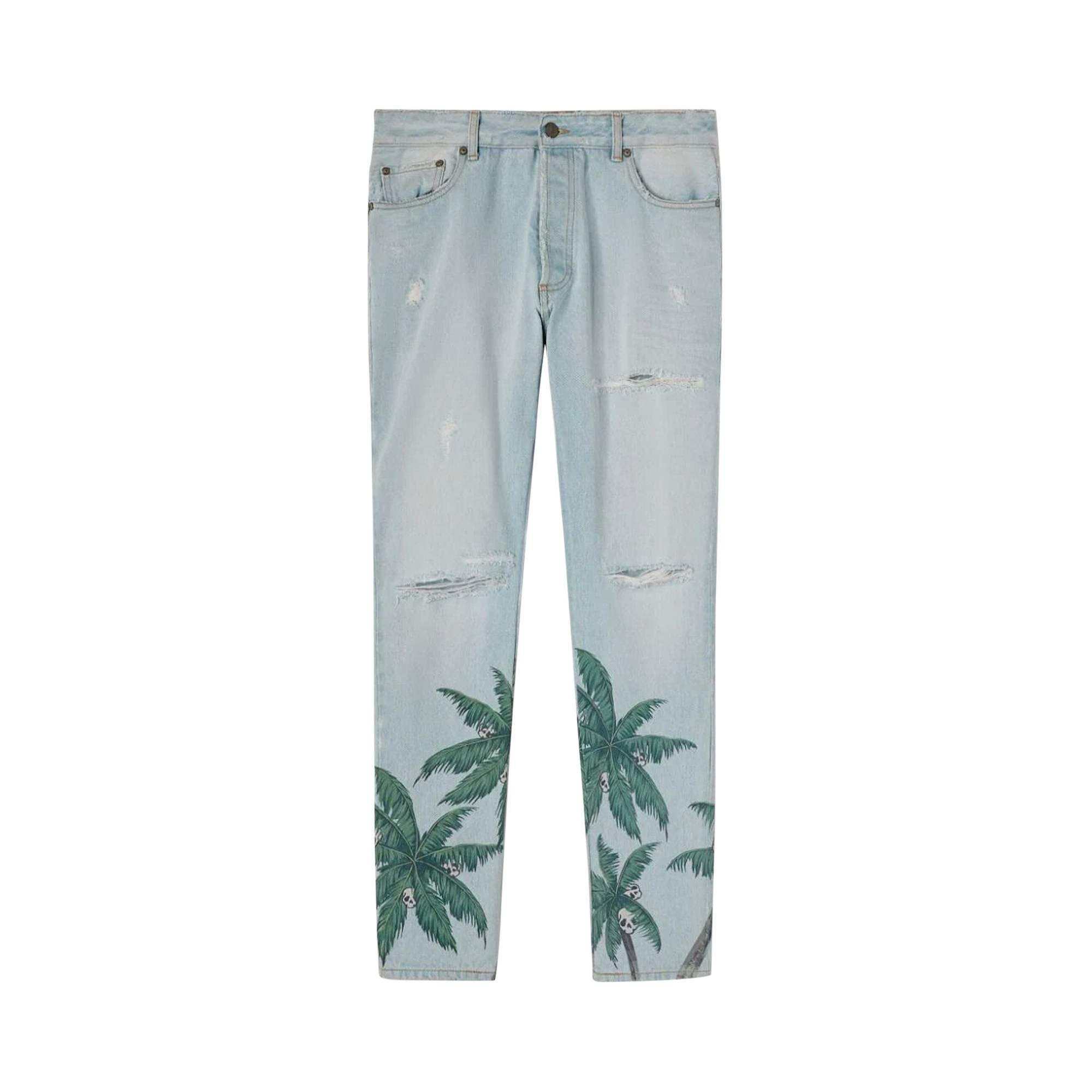 Palm Angels Light Wash Palms Reg 5 Pocket Jean 'Light Blue' - 1