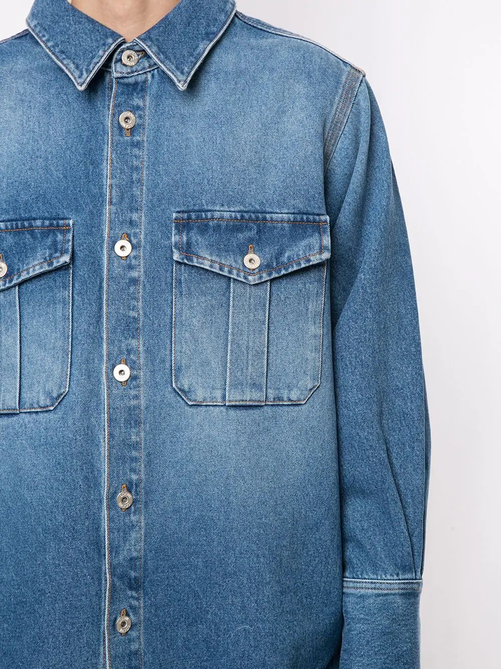 patch pocket denim shirt - 5