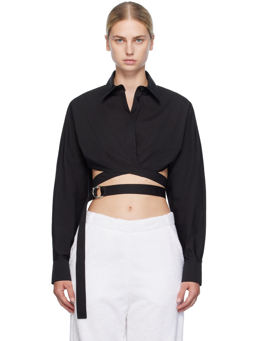 Black Cross Over Shirt - 1