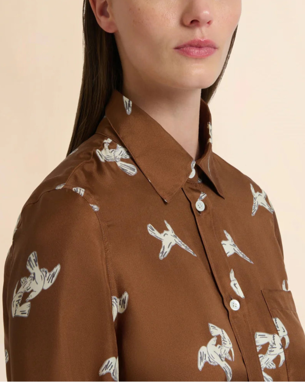 RAVENS SILK TWILL PRINTED BLOUSE - 5