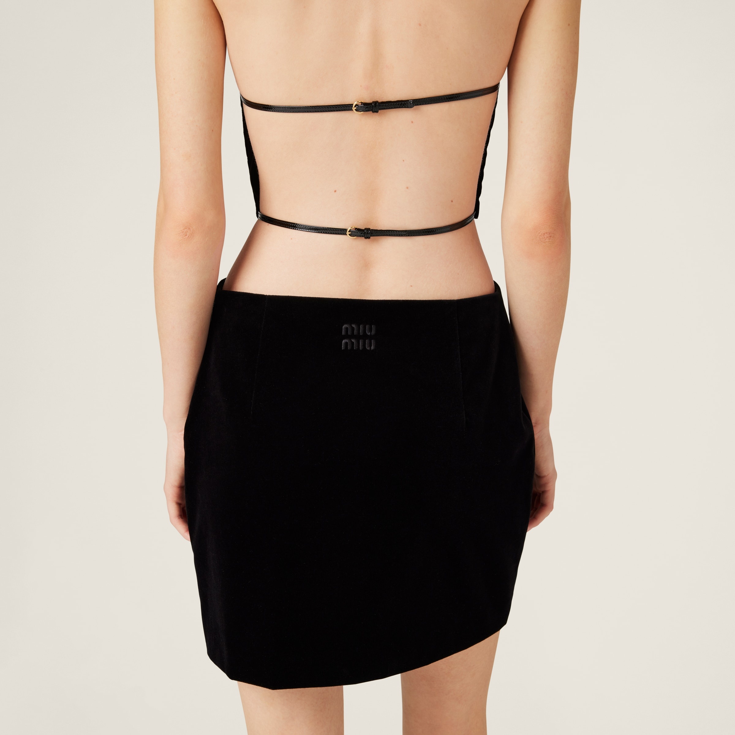 Stretch velvet miniskirt - 3