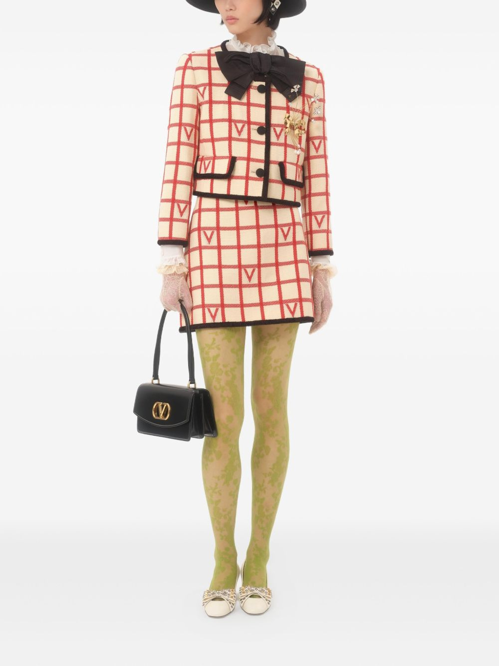 grid-patterned mini skirt - 2