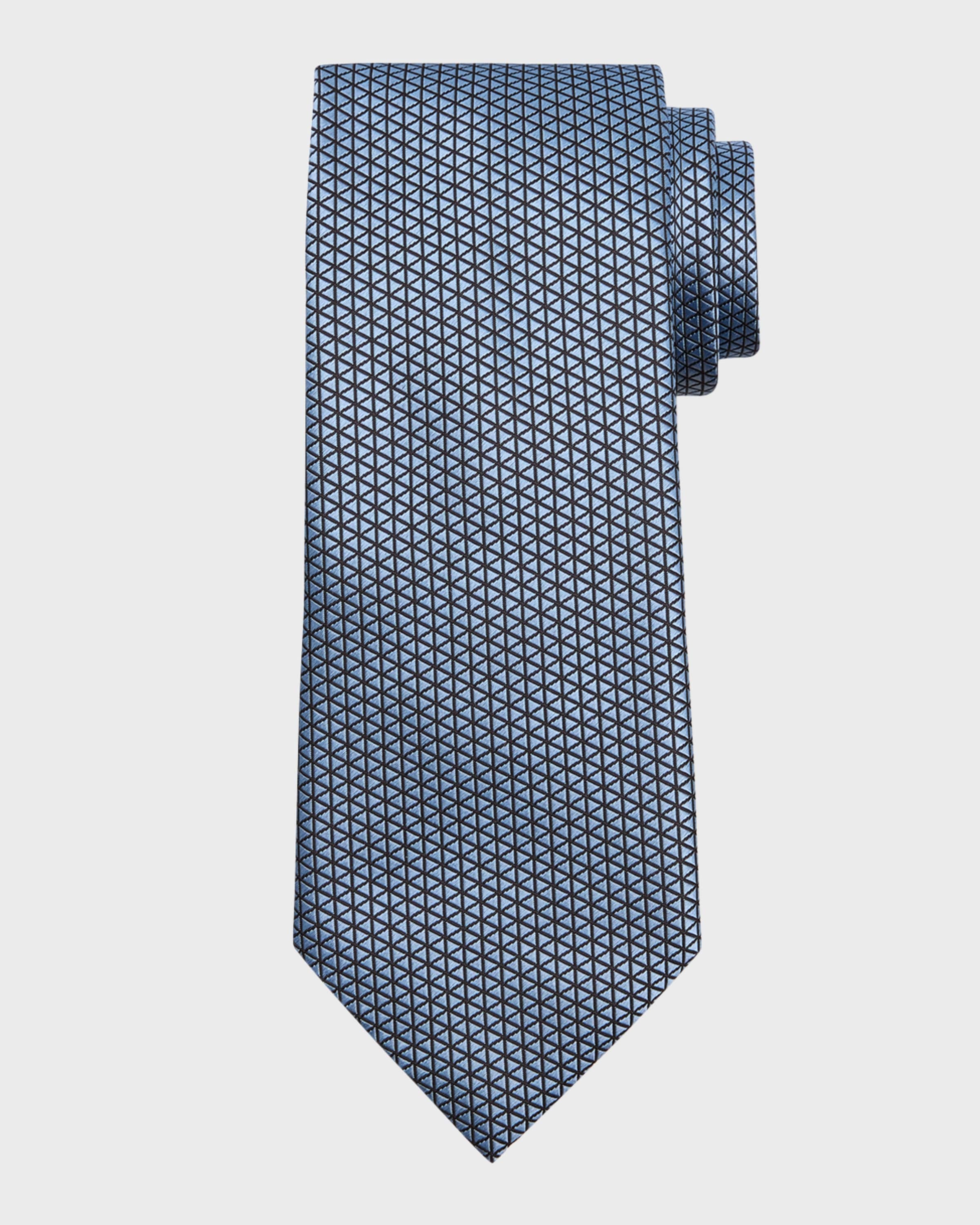 Men's Geometric Triangle Silk Tie - 1