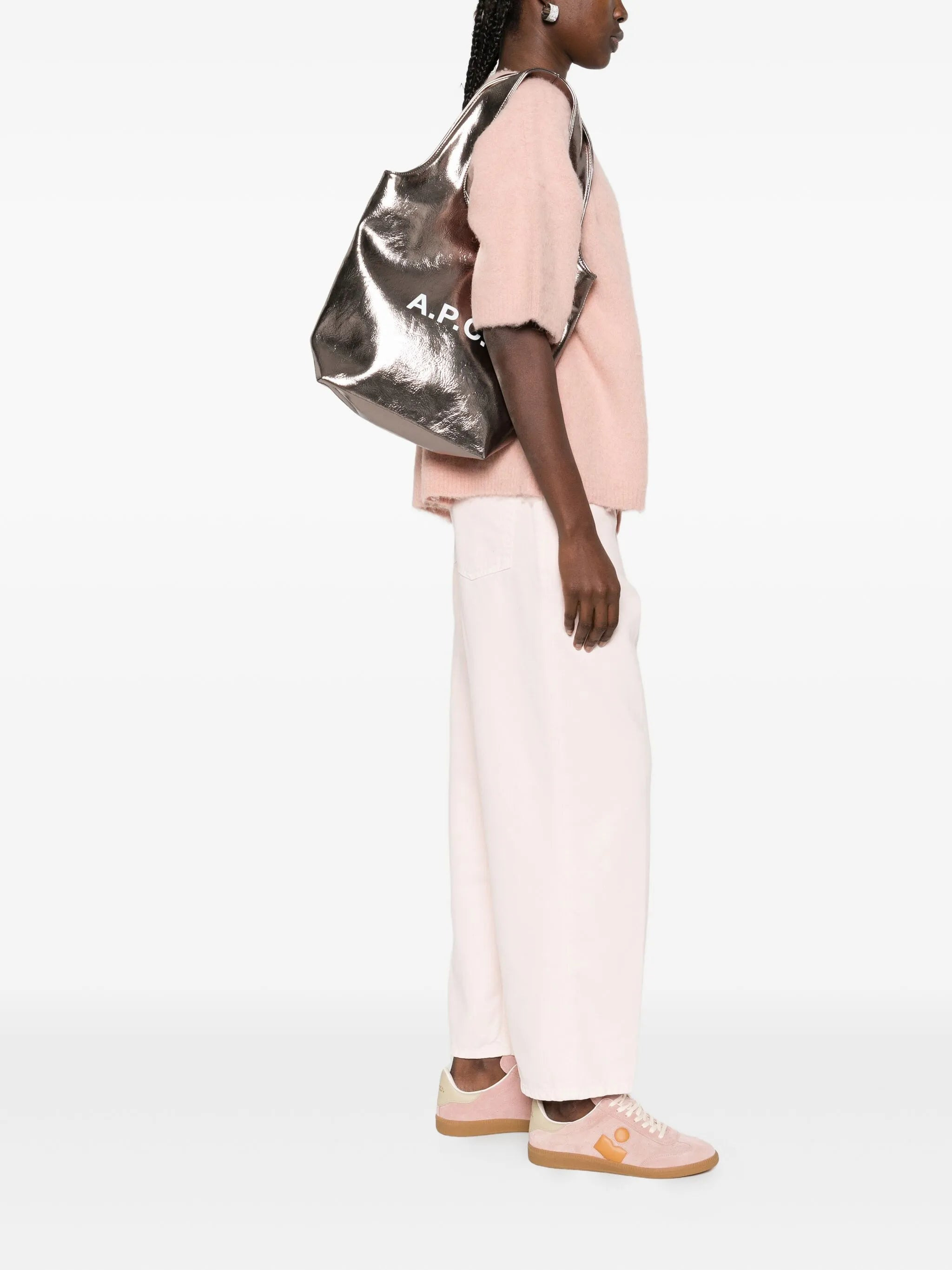 A.p.c. Small Ninon Metallic Logo Tote Bag - 4