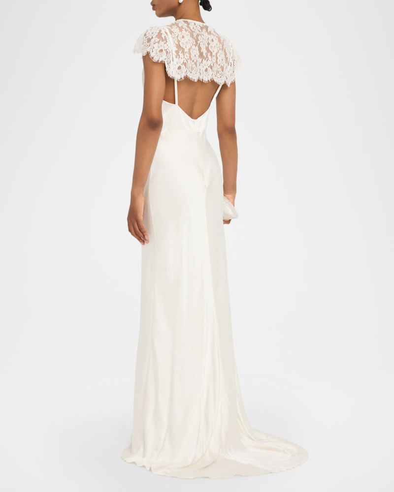 Lace-Trimmed Silk Gown 3