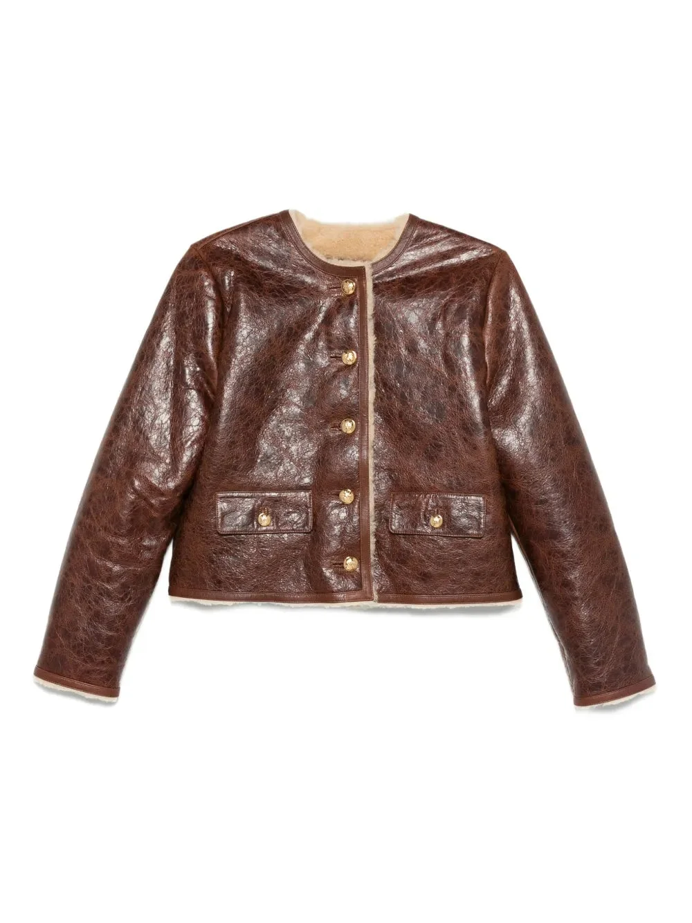 Zanie Short Shearling Coat in Vintage Whiskey - 1