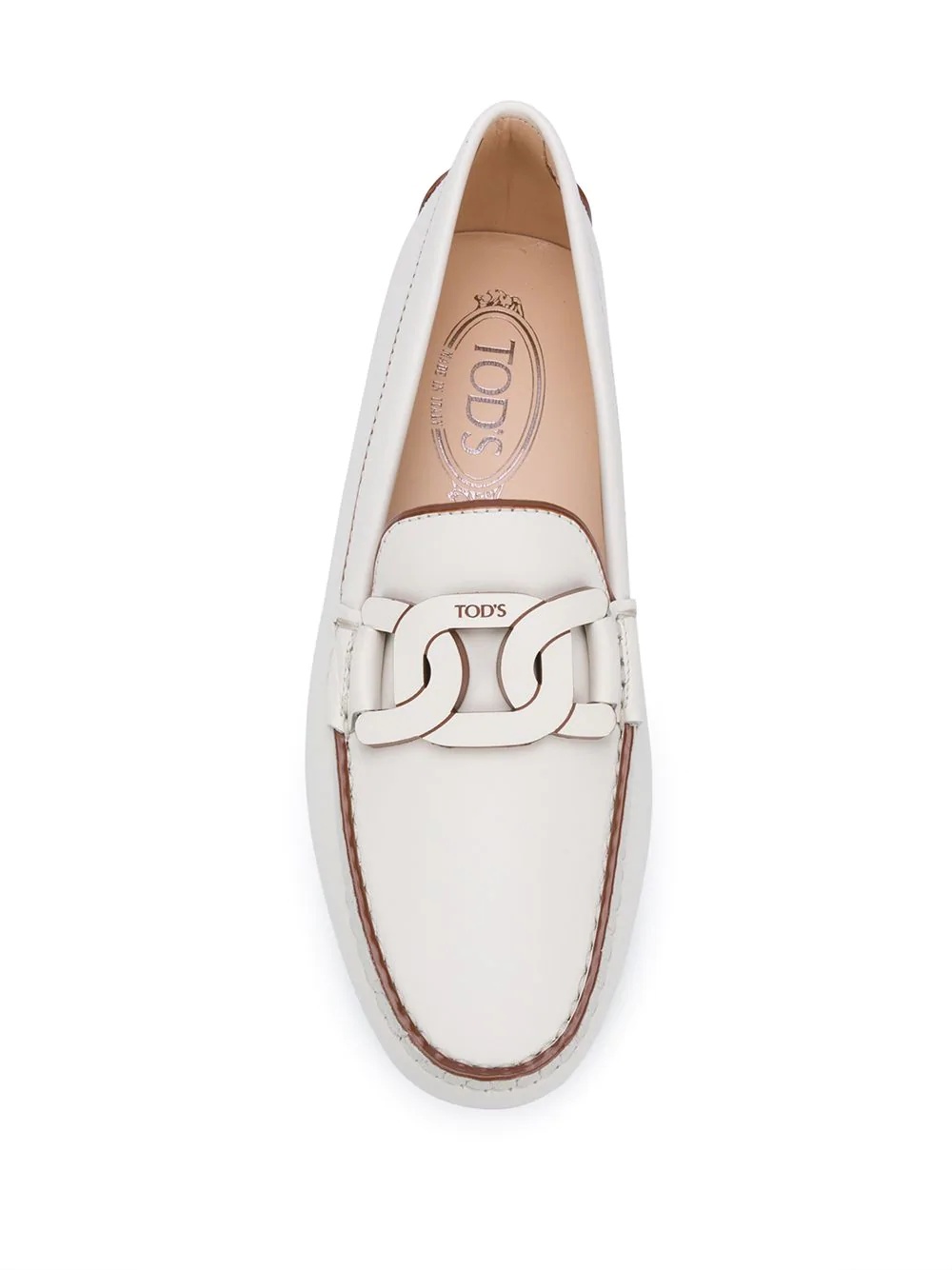 chain-link leather driving loafers - 4