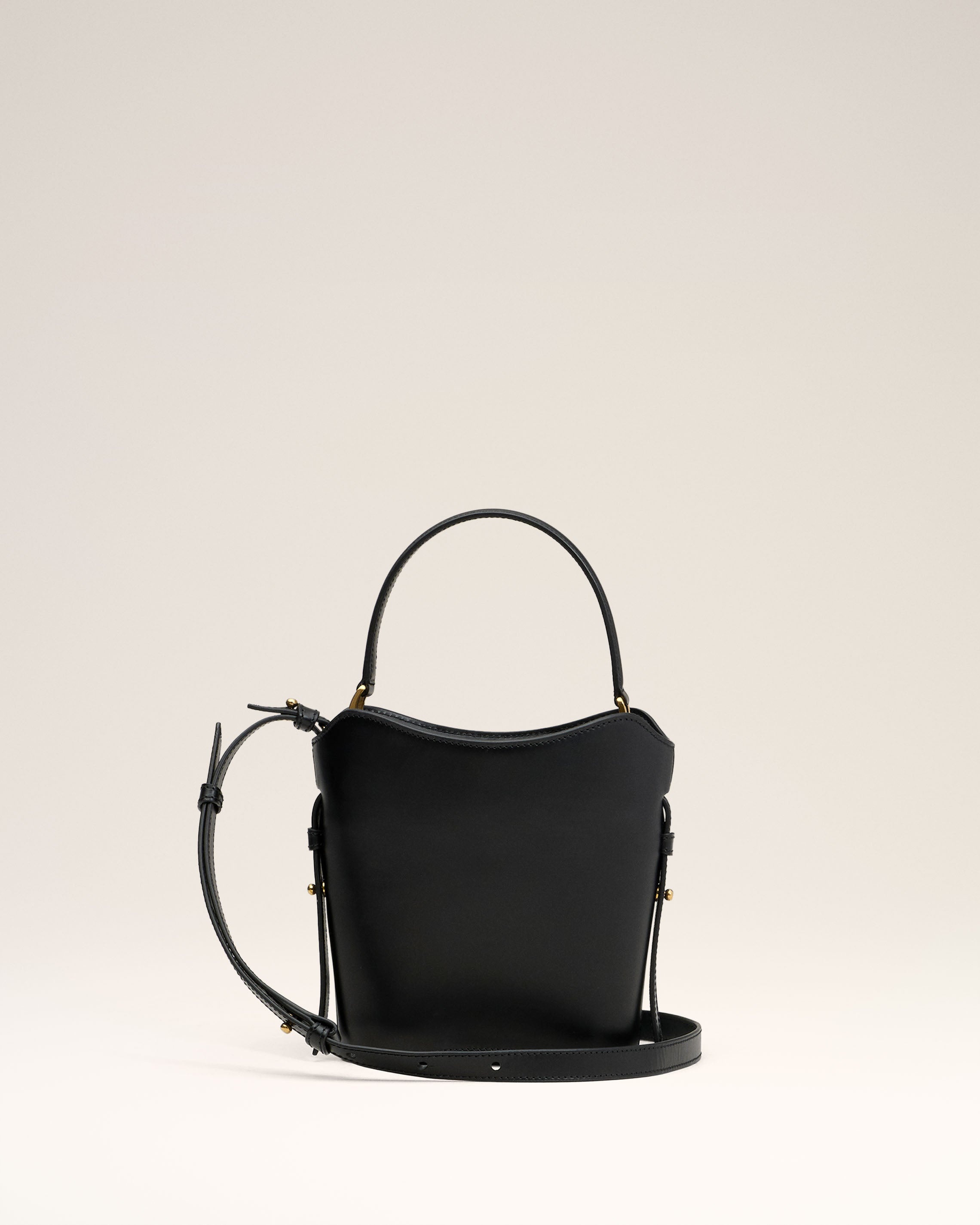 BLACK LEATHER MINI PARIS PARIS BUCKET BAG - 3