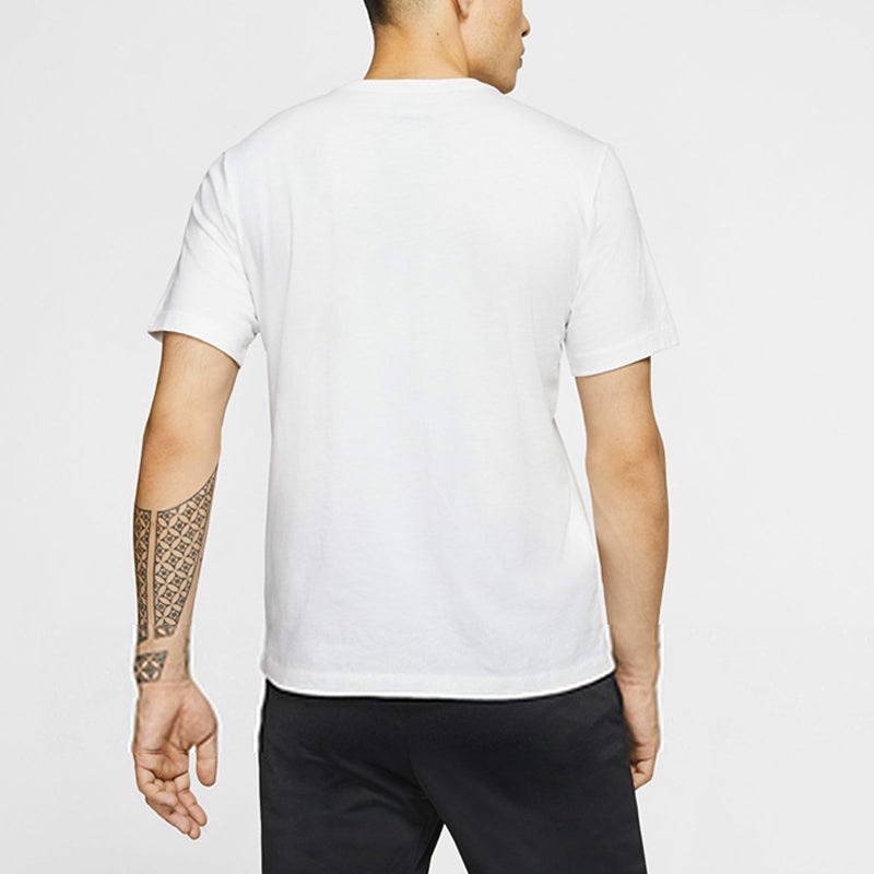 Men's Nike Solid Color Round Neck Pullover Sports Short Sleeve White T-Shirt BQ2971-100 - 4