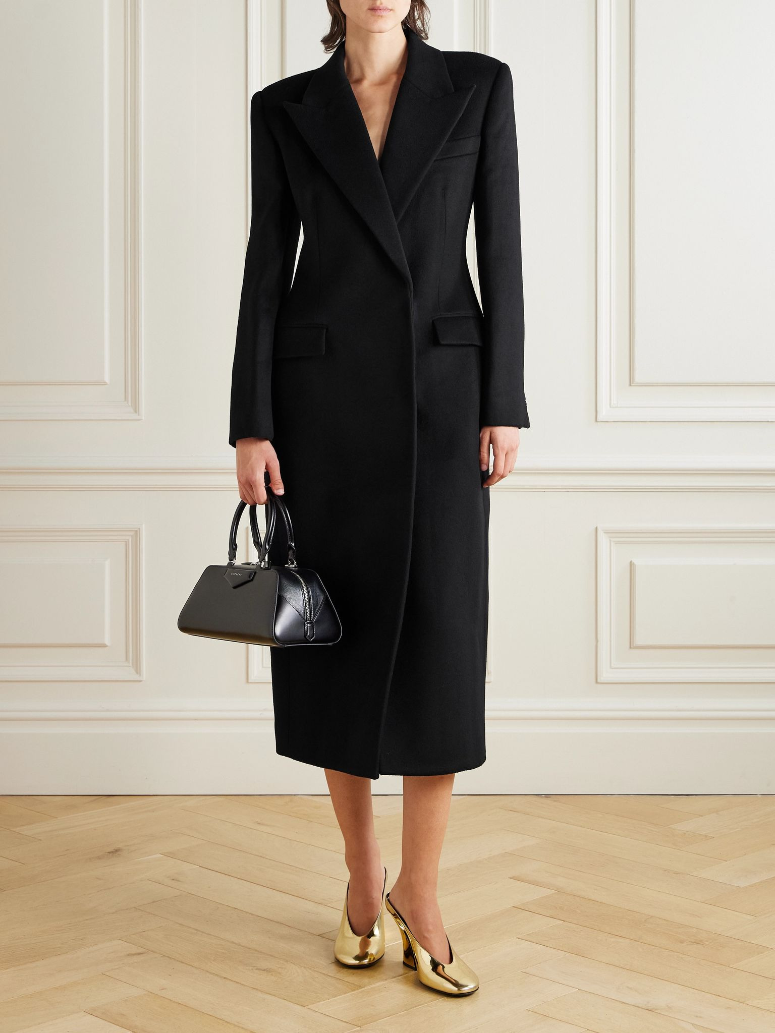 Brushed wool coat Black - 2