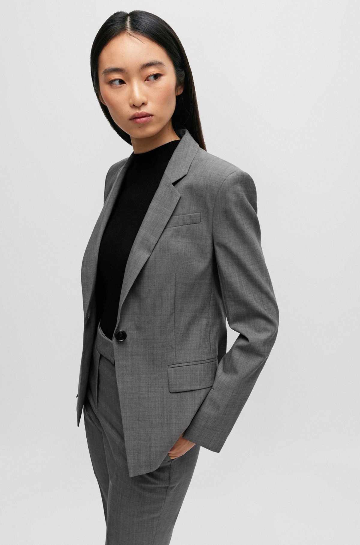 SLIM-FIT JACKET IN ITALIAN VIRGIN-WOOL SHARKSKIN - 6