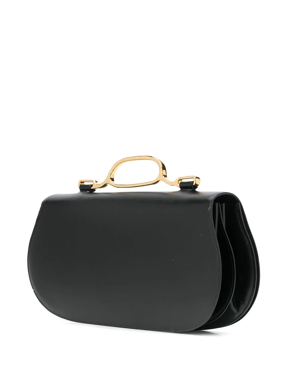 curved leather shoulder bag - 3