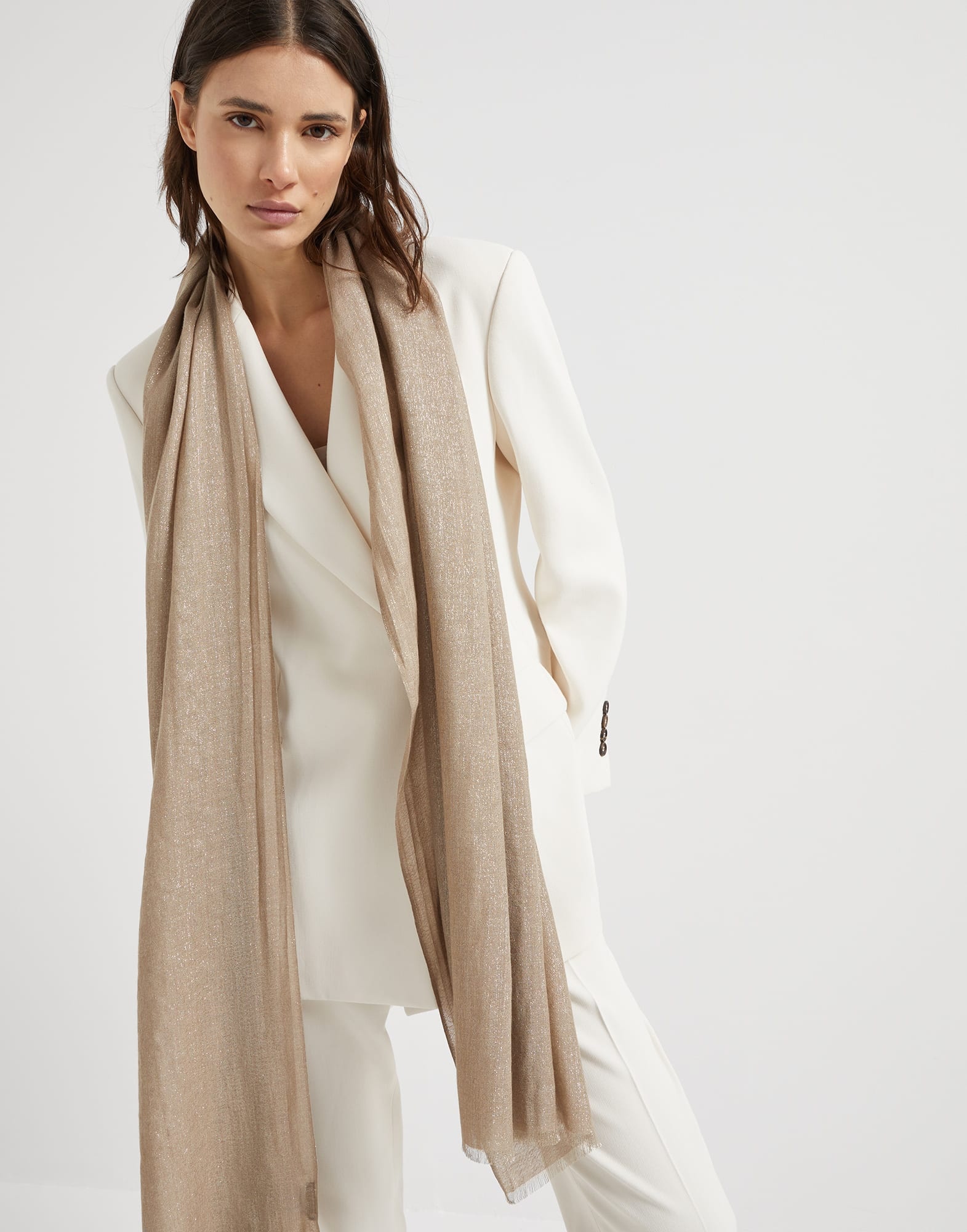 Cashmere and silk sparkling scarf - 4