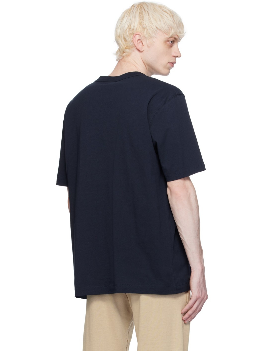 Navy Dropped Shoulders T-Shirt - 3