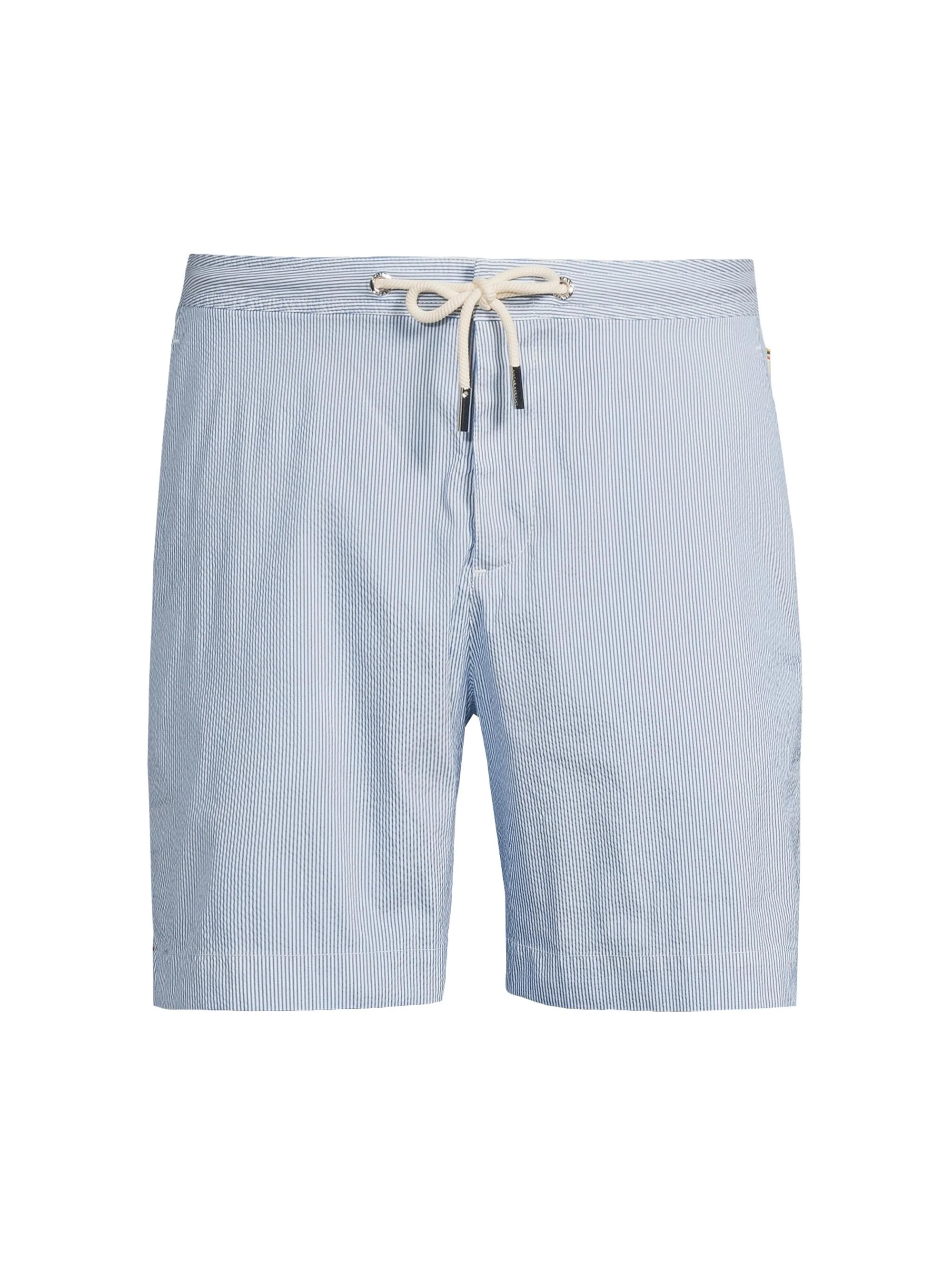 Men's Bulldog Seersucker Swim Shorts - Catalina Blue White Stripe - 1