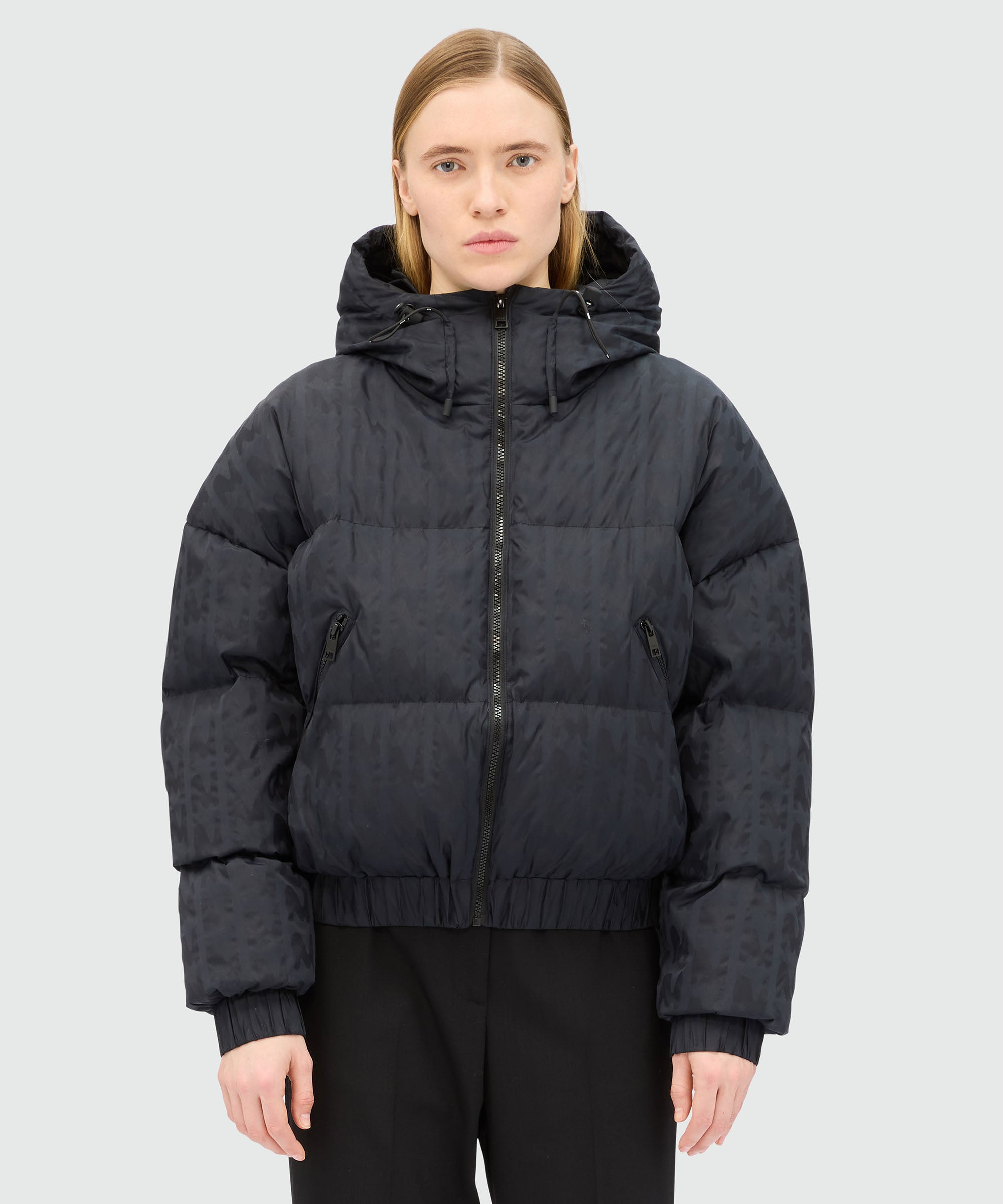 "TheMwave" black jacquard nylon down jacket - 2