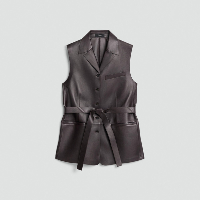Tie Waist Vest in Sleek Leather 1