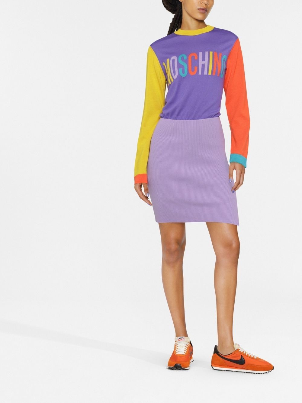 embroidered-logo knitted dress - 2