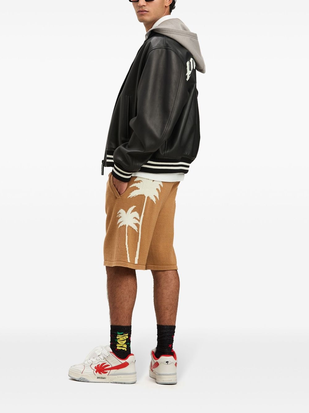 palm tree knitted shorts - 2
