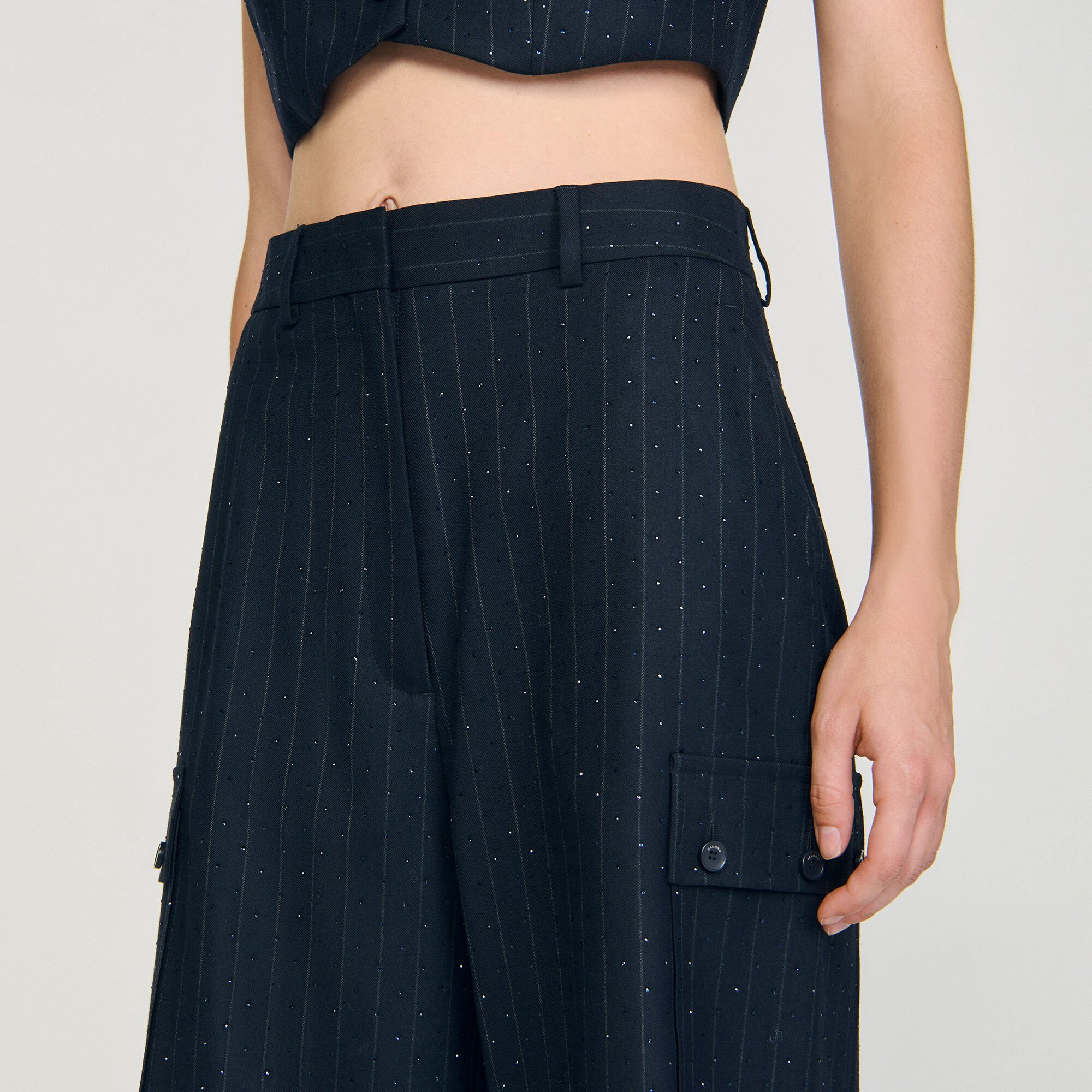 RHINESTONE STRIPED BERMUDA - 3