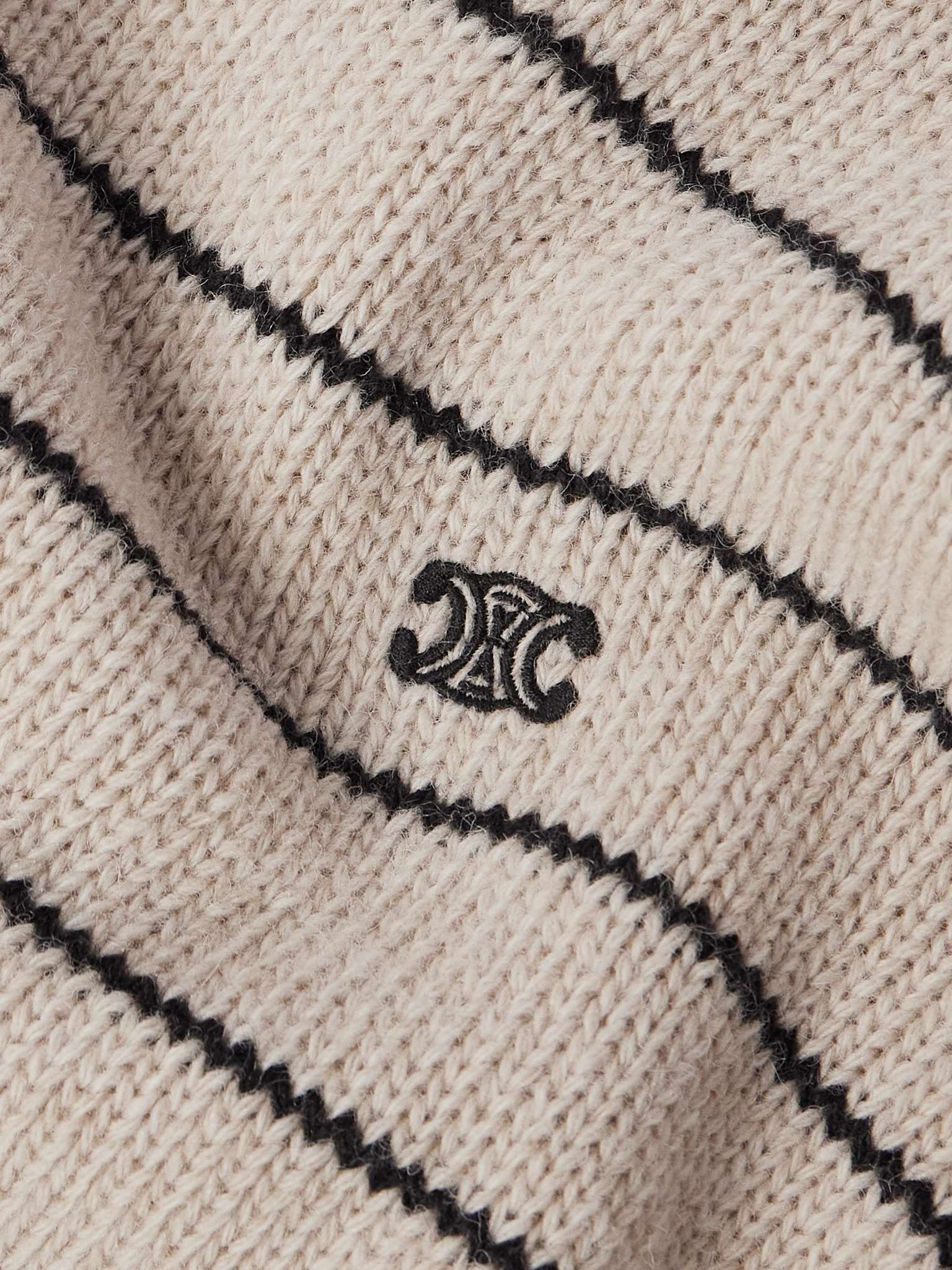 Logo-Embroidered Striped Wool Sweater - 4