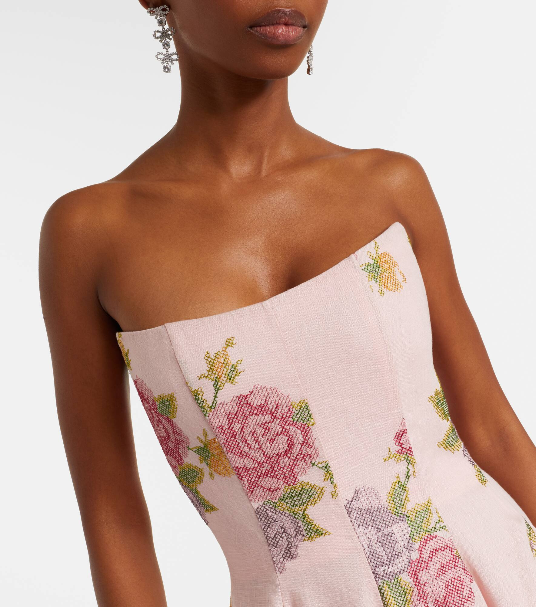 Floral linen corset dress - 4
