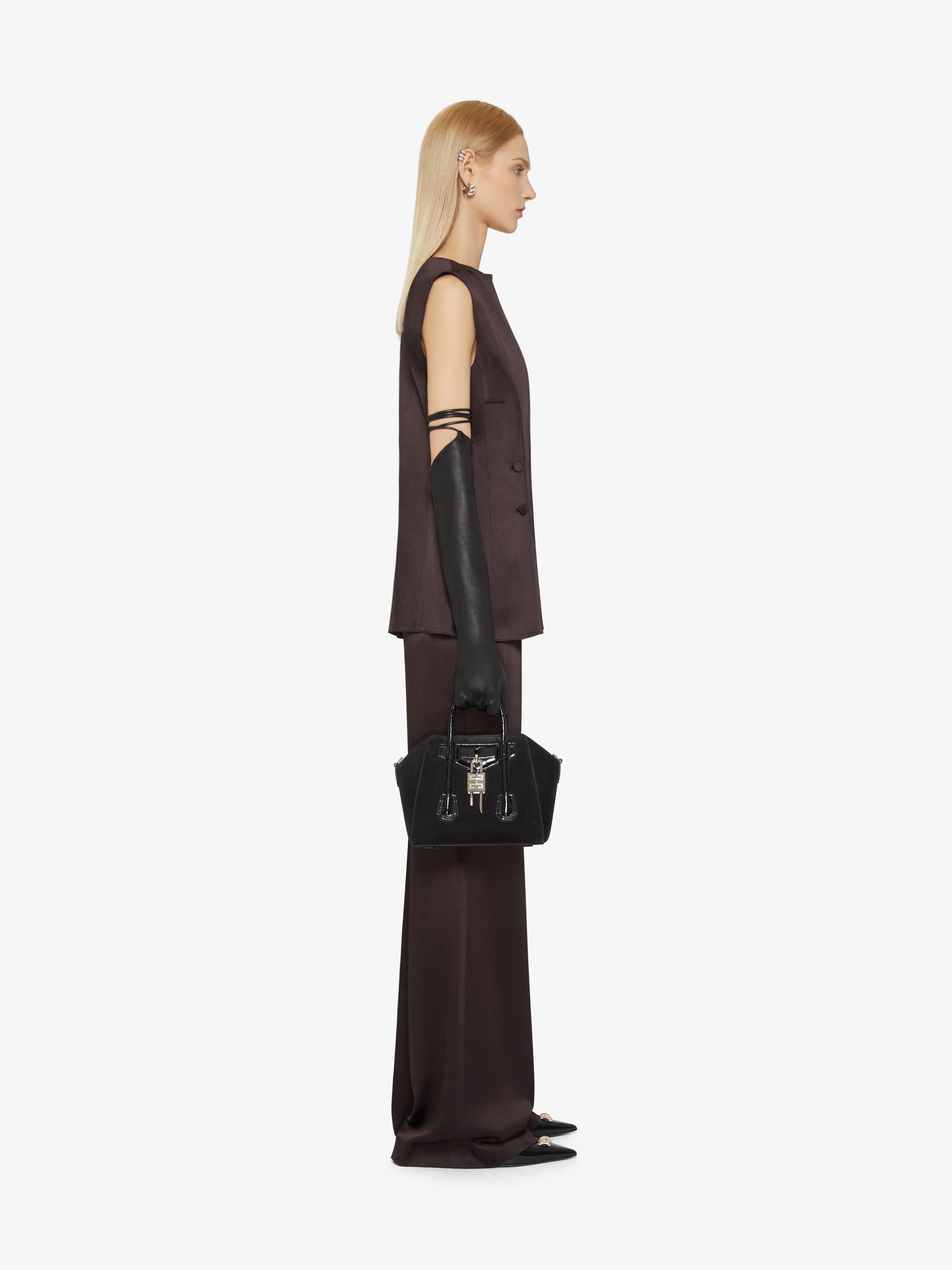 TOP IN CREPE WITH SATIN BACK WITH BUTTONS AND PLEATED EFFECT - 3