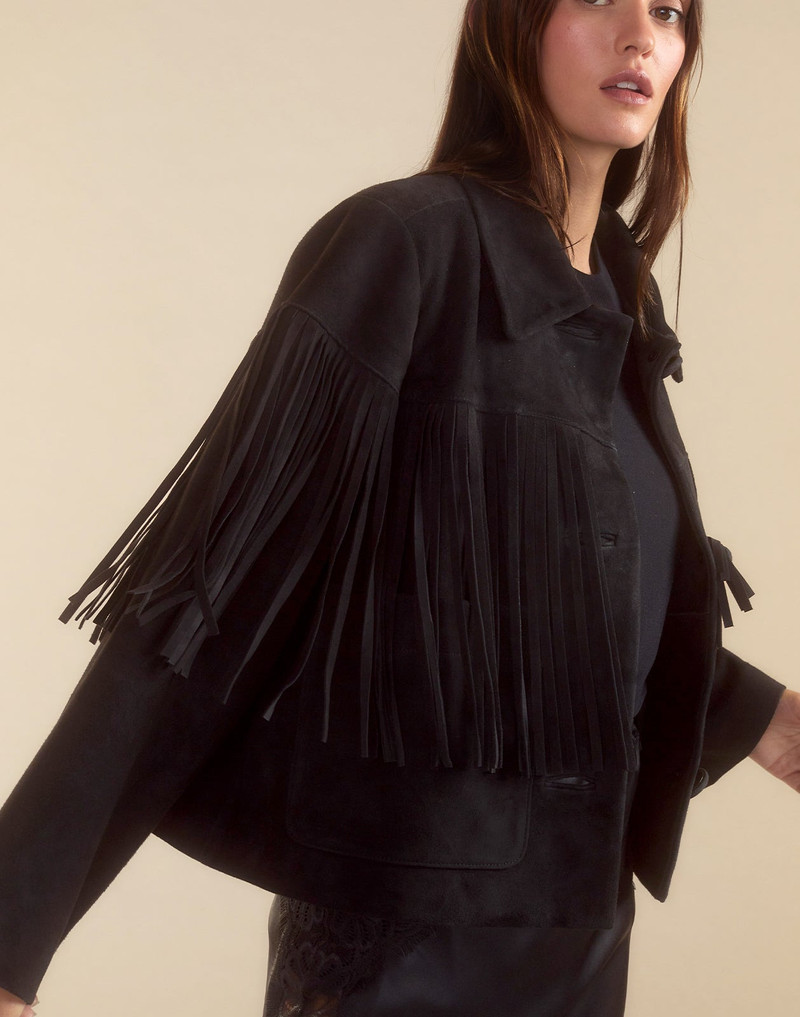 Carrie Cropped Fringe Suede Jacket 3