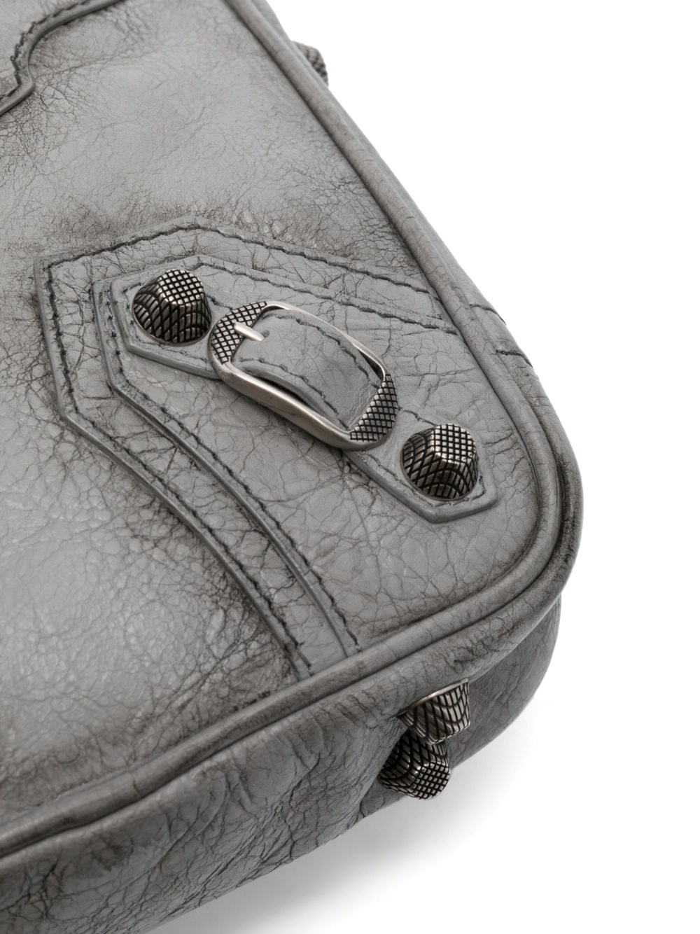 Le Cagole cracked leather messenger bag - 4