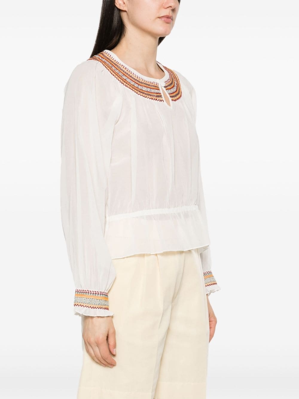 embroidered cotton blouse - 3