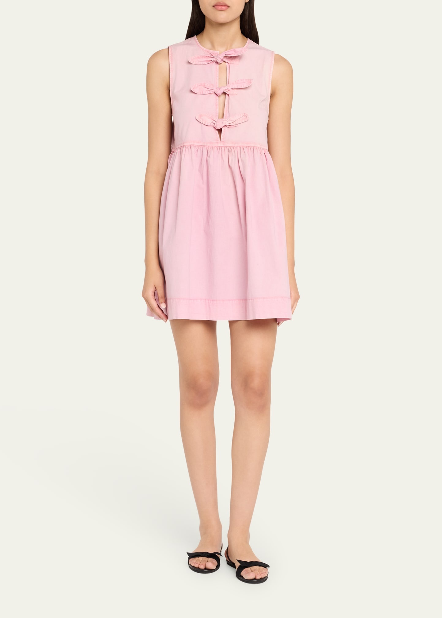 Stretch-Cotton Mini Bow Tie Dress - 2