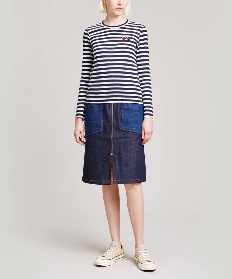 Comme des Garçons PLAY Long Sleeve Stripe Cotton T-Shirt outlook
