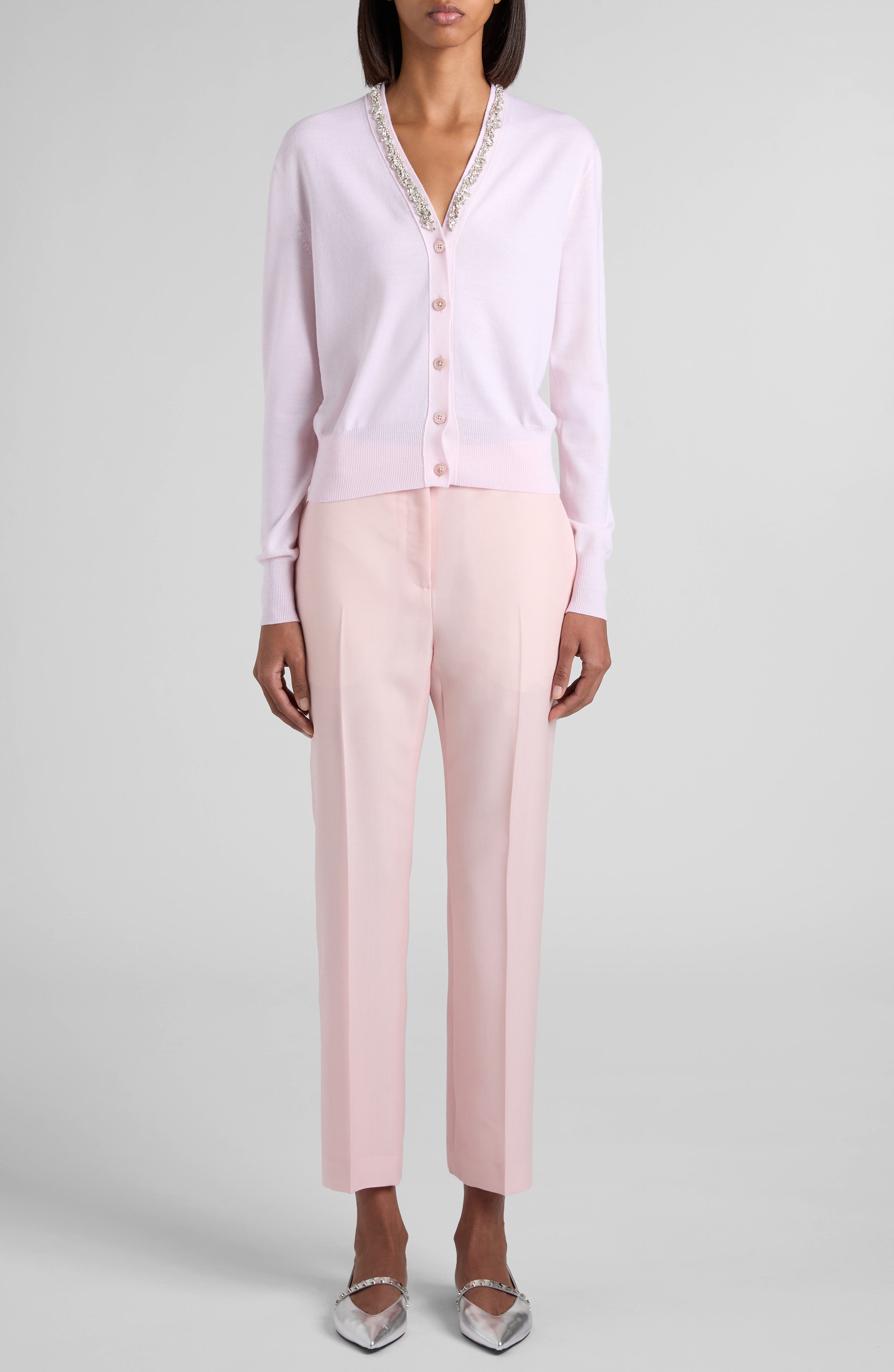 McQueen Wool & Mohair Cigarette Pants in Rose at Nordstrom - 2