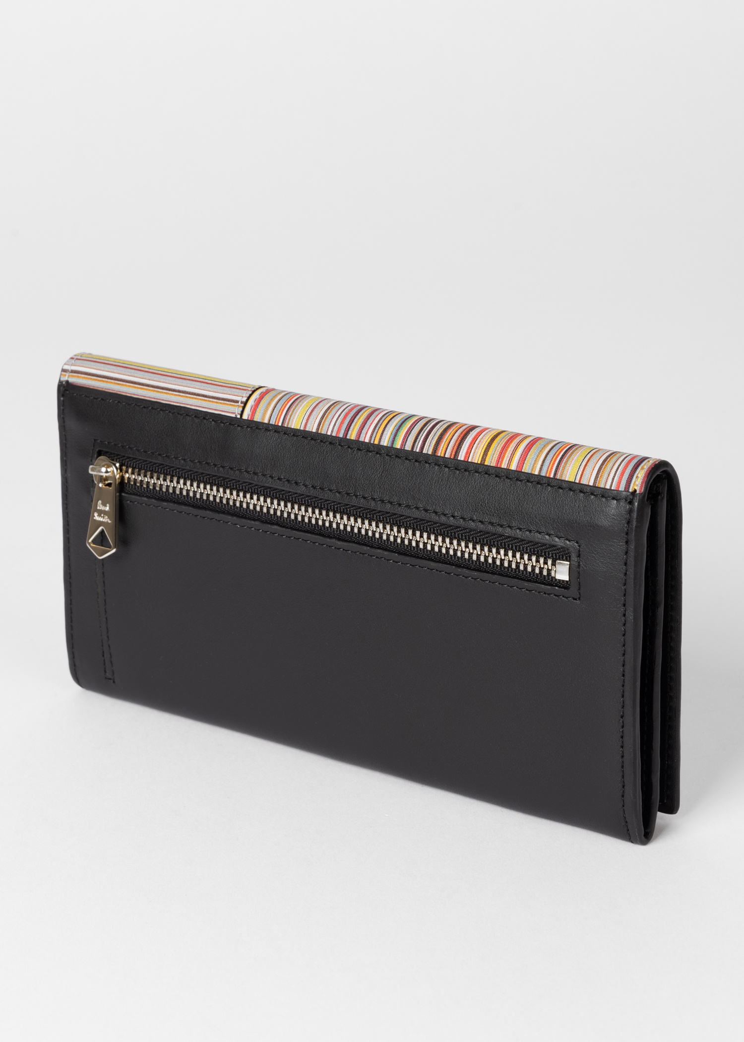 Women's Leather 'Signature Stripe' Tri-Fold Purse - 3