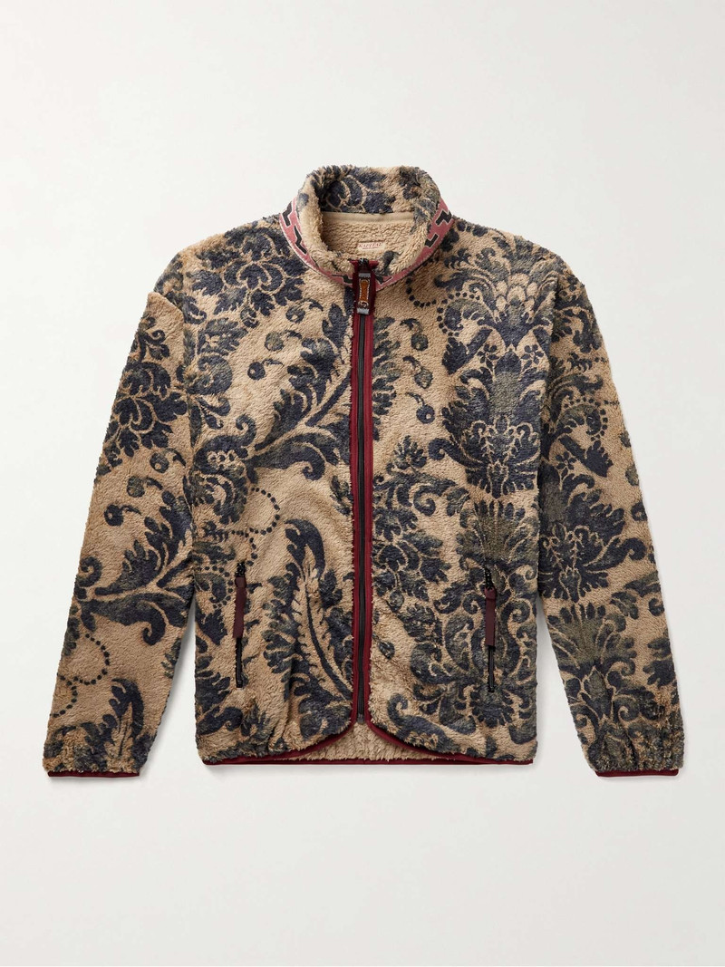 Jacquard-Trimmed Printed Fleece Jacket - 1