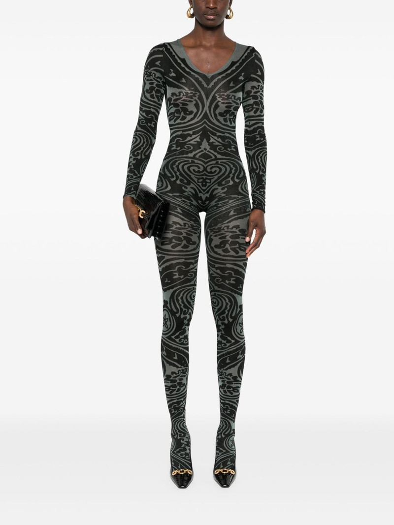 Wolford x ETRO Body Tattoo V-neck catsuit outlook