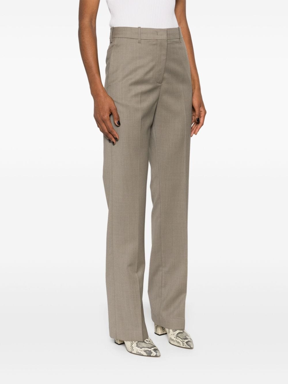 virgin wool straight trousers - 3