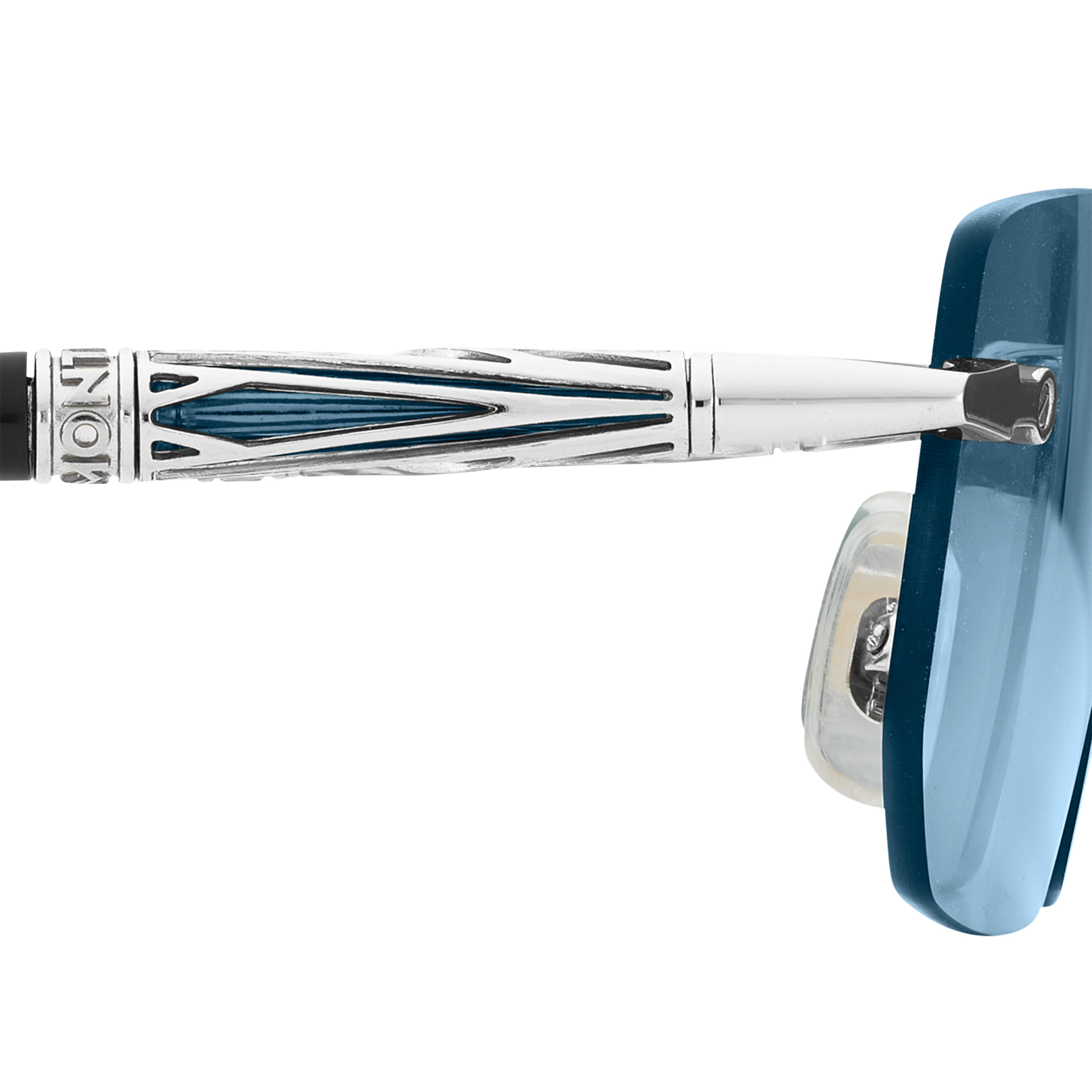 Rectangular Sunglasses with Silver-Colored Metal Frame - 4