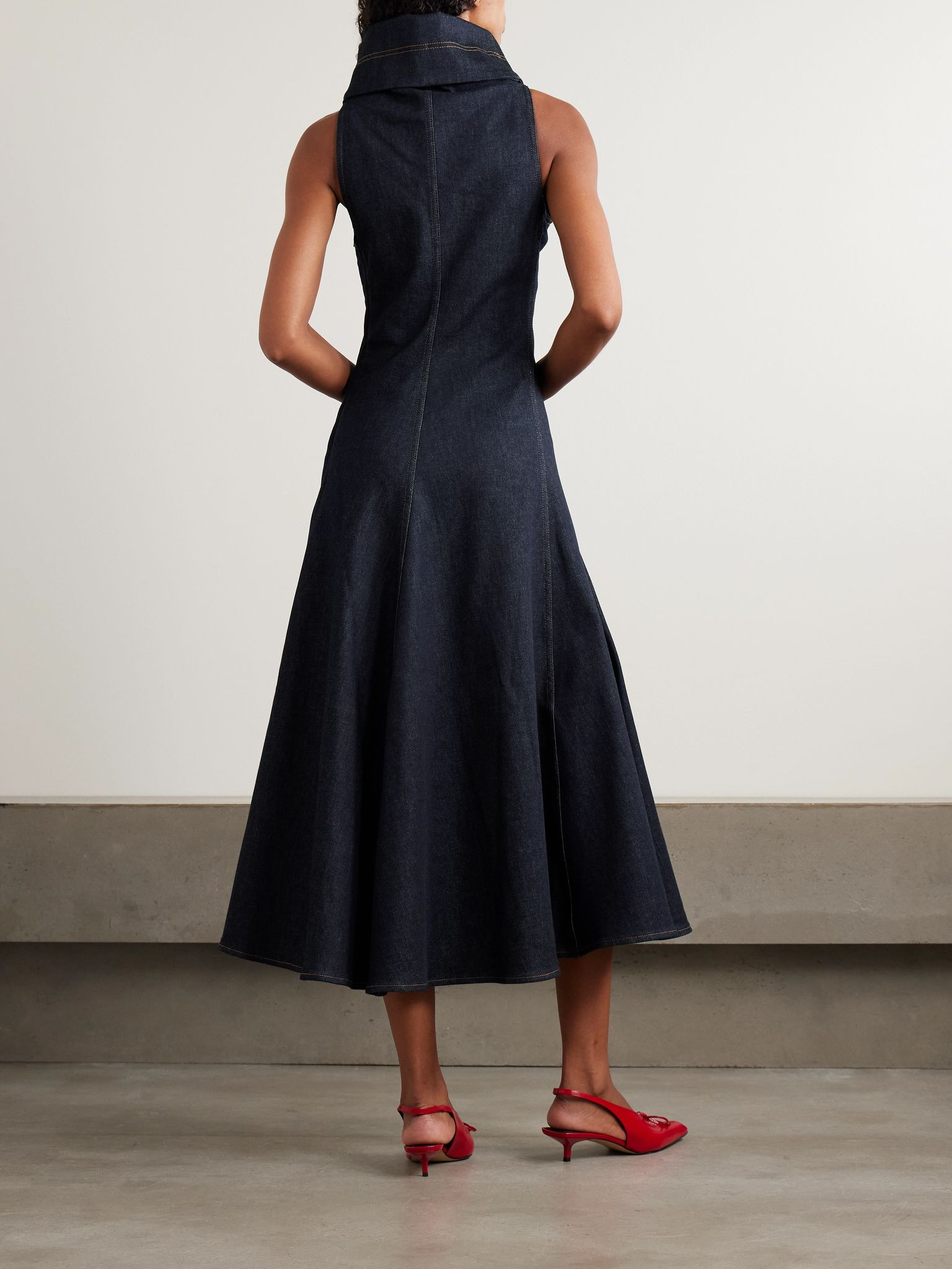 Triangle de-Nîmes denim turtleneck midi dress Dark denim - 3