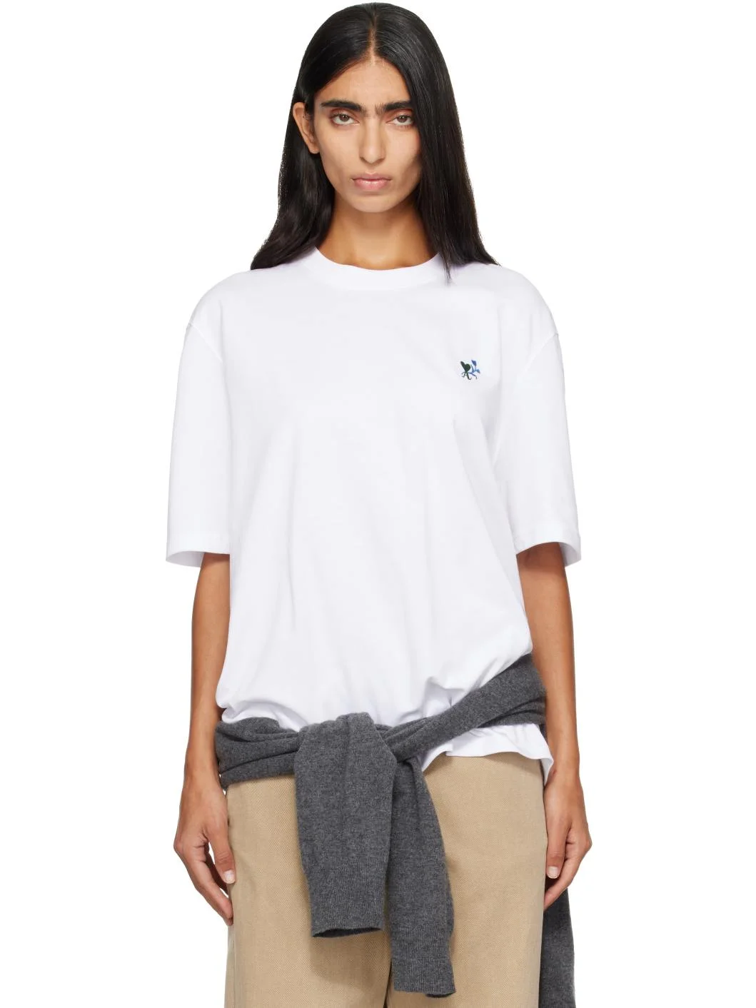 White Ami de Coeur Tulip Cotton T-shirt - 1